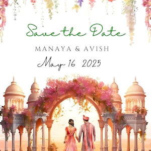 Culturele Indiase bruiloft digitale save-the-date uitnodiging #2