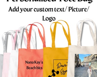 Personalized Cotton Tote Bag: Custom Text & Photo Gift