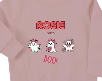 Pull d'Halloween personnalisé pour enfants, design fantôme mignon