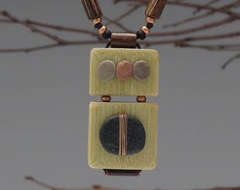 Necklace,nature,bamboo,mixed media jewelry, beach stone,zen