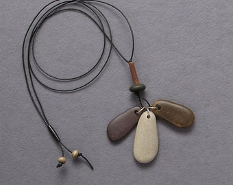 natural beach stone necklace
