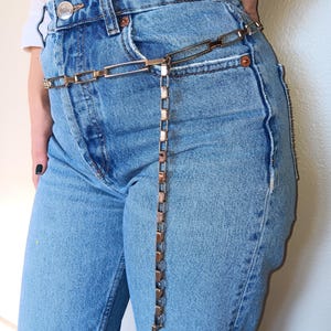 Vintage Silber Ton Gürtel Kette: Verstellbare Chunky Link Y2K Fashion