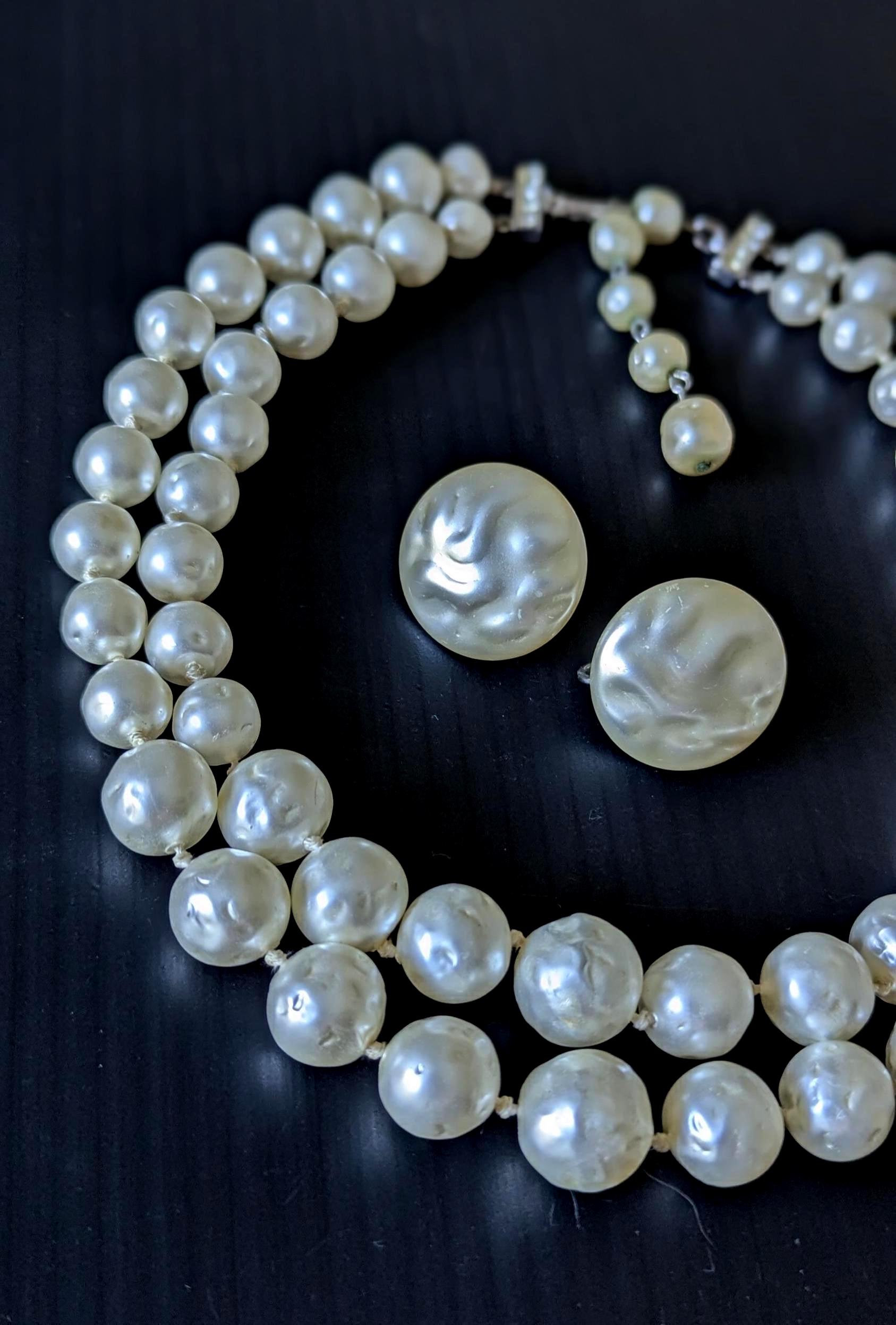 ☆VINTAGE HOLLYWOOD☆ Baroque Pearl Layered Necklace Old
