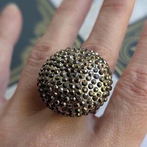Vintage Large Dome Ring: Size 6.5 Marcasite Bombe Statement Ring Art Deco Style