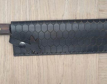 Black Killer Bee Leather Chef Knife Cover