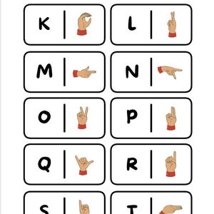 American Sign Language Printable Alphabet activity sdomino game