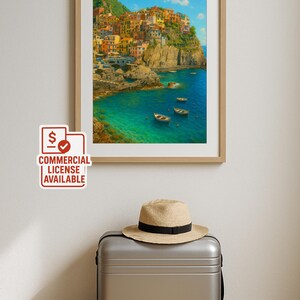 Cinque Terre Italy Wall Art Print Coastal Landscape Poster Digital Download for Home Décor, Travel Lover Gift, Vibrant Seaside Artwork