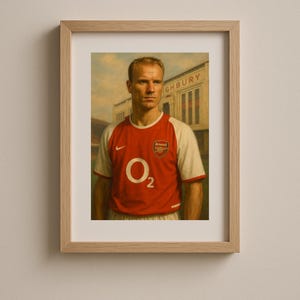 Dennis Bergkamp Arsenal Wall Art Print – Highbury Stadium Digital Painting for Football Fans and Gunners Décor