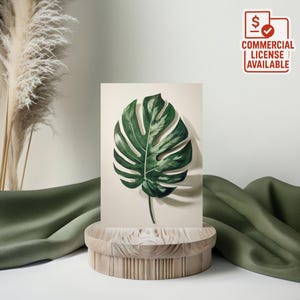 Impressão de folha de Monstera: arte de parede botânica minimalista (download digital, JPG e PDF)