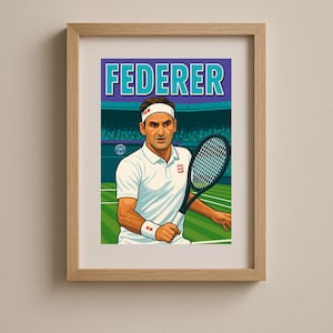 Roger Federer Tennis Wall Art – Digital Download Print for Wimbledon Sports Décor, Modern Gift for Tennis Fans & Athletes