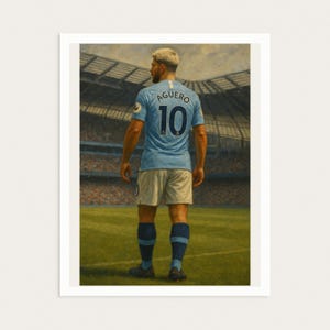Sergio Aguero Manchester City Digital Art Print, Football Wall Art, Soccer Poster Download, Aguero Fan Gift, Sports Home Décor