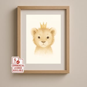 Lion Cub Nursery Print: Watercolor Safari Animal Art (Digital Download)
