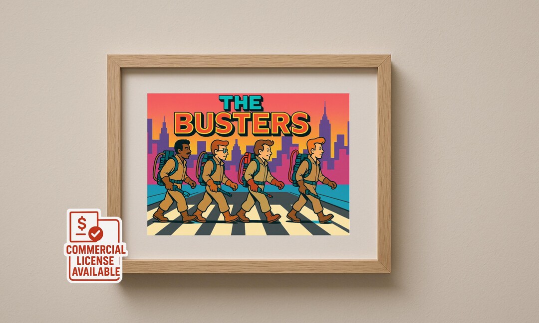 Ghostbusters Abbey Road Retro Parody Print Cartoon Wall Art, 80s Movie ...