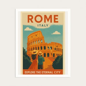 Rome Colosseum Travel Poster: Vintage Italian Art (Digital Download)