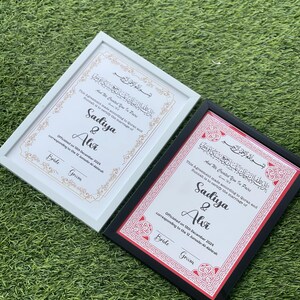 Nikkah-Urkunde mit Rahmen. Nikkah Vertrag Islamische Heiratsurkunde. Nikkah Geschenk Muslimische Hochzeit Optional Feder PEN erhältlich
