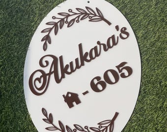 Oval Custom Acrylic House Number, Address  or Name Plate – Modern Personalized Home Decor