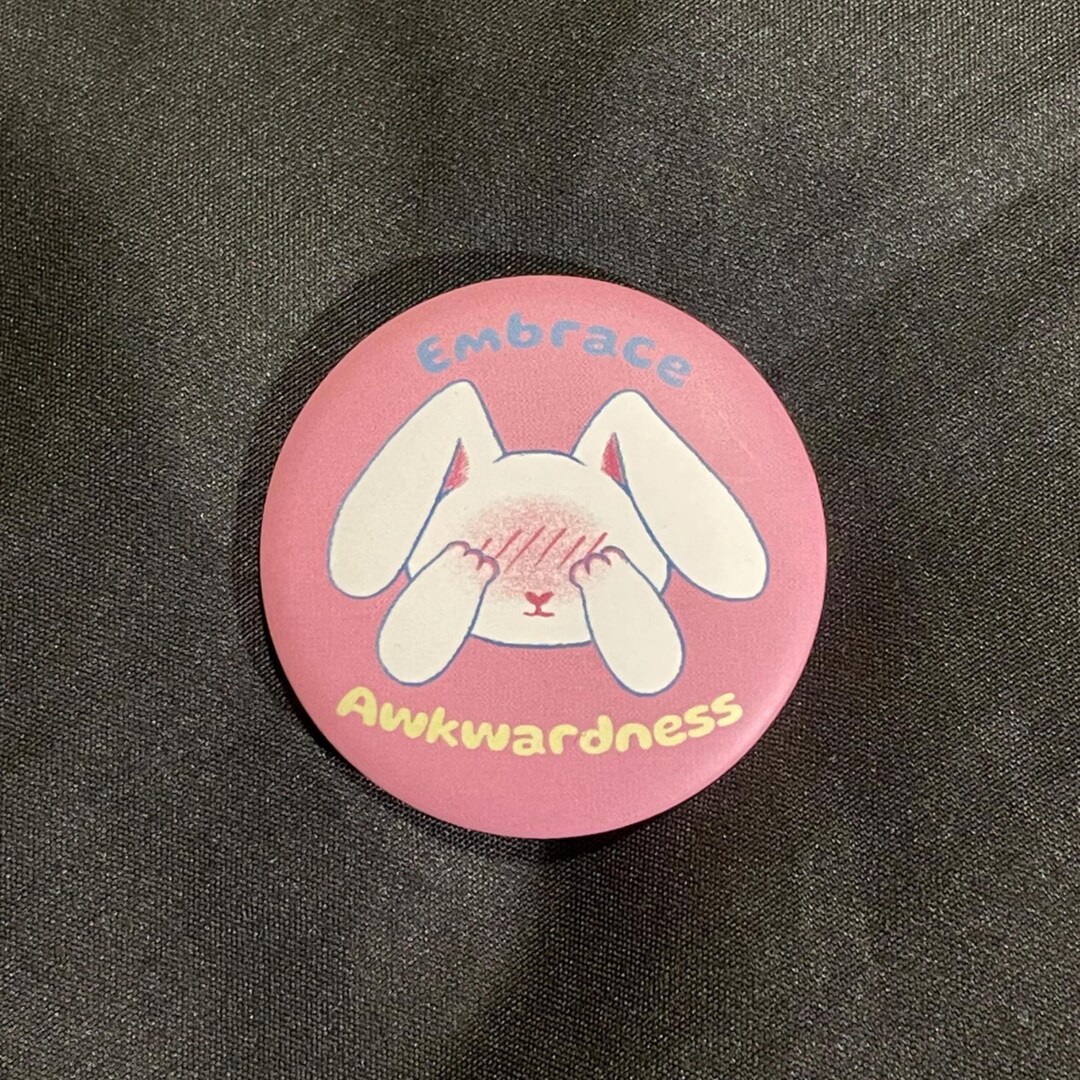 Embrace Awkwardness Shy Blushing Rabbit Cute Round Matte Button Pin - Etsy