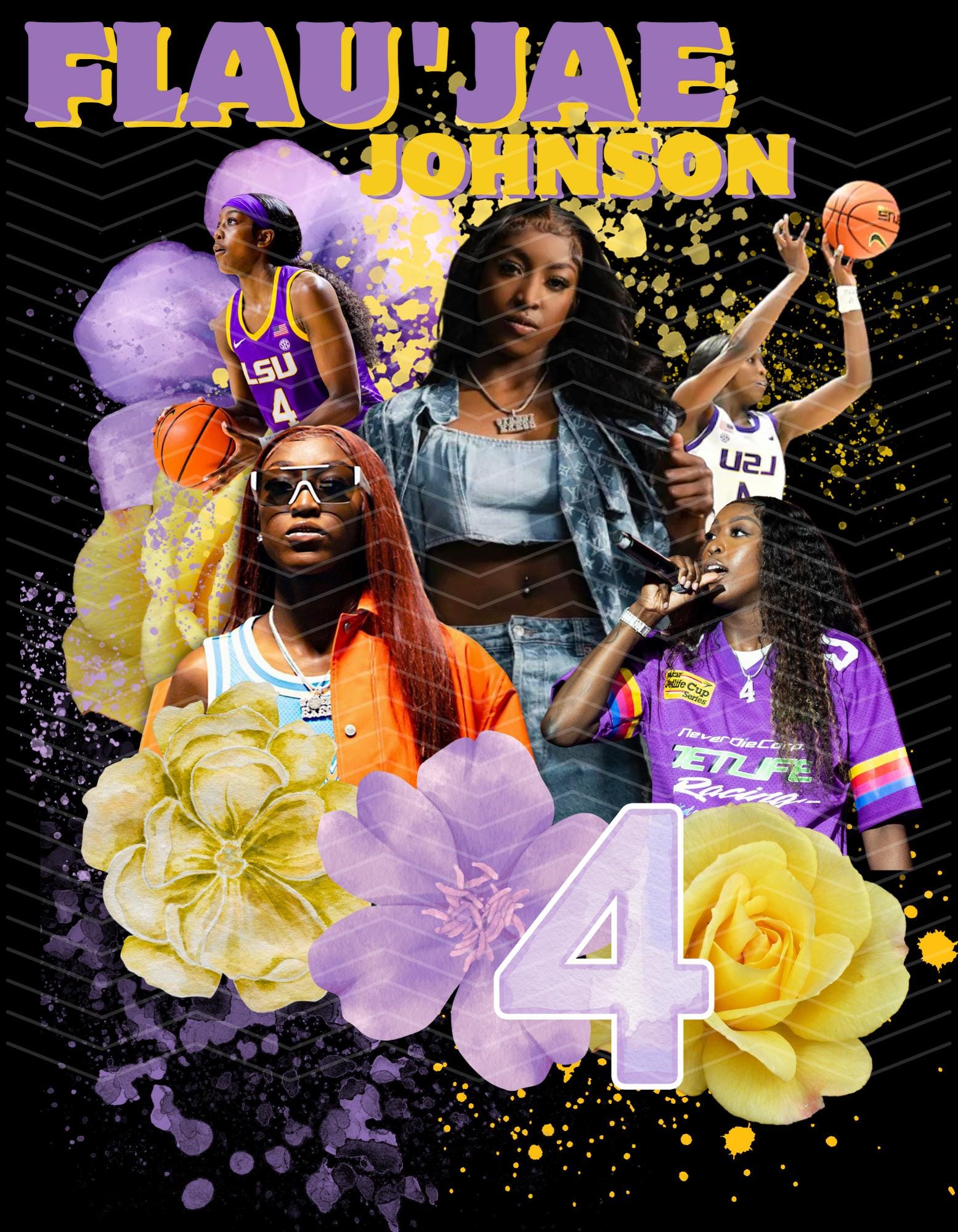 Flau'jae Johnson LSU Art: Basketball Rapper Collage (digital Download ...