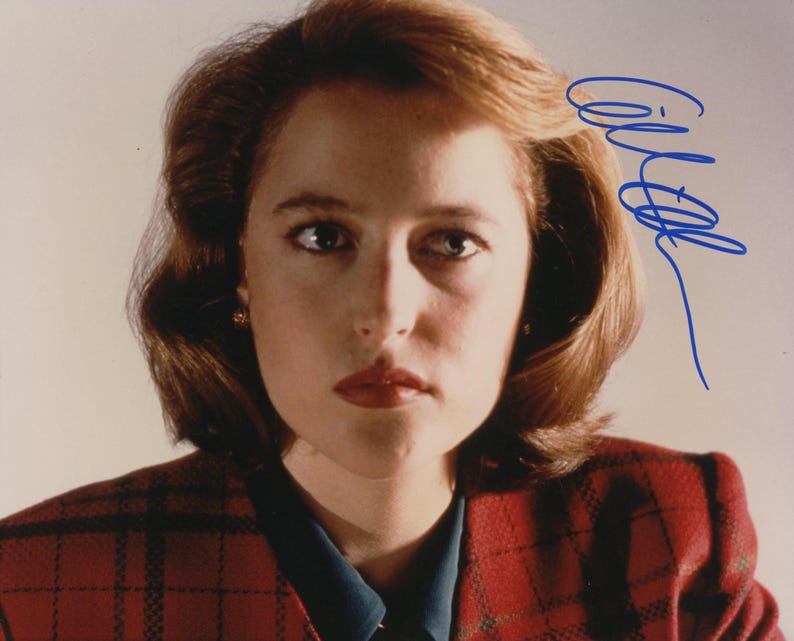 x-files-gillian-anderson-original-autographed-photo-framed-etsy