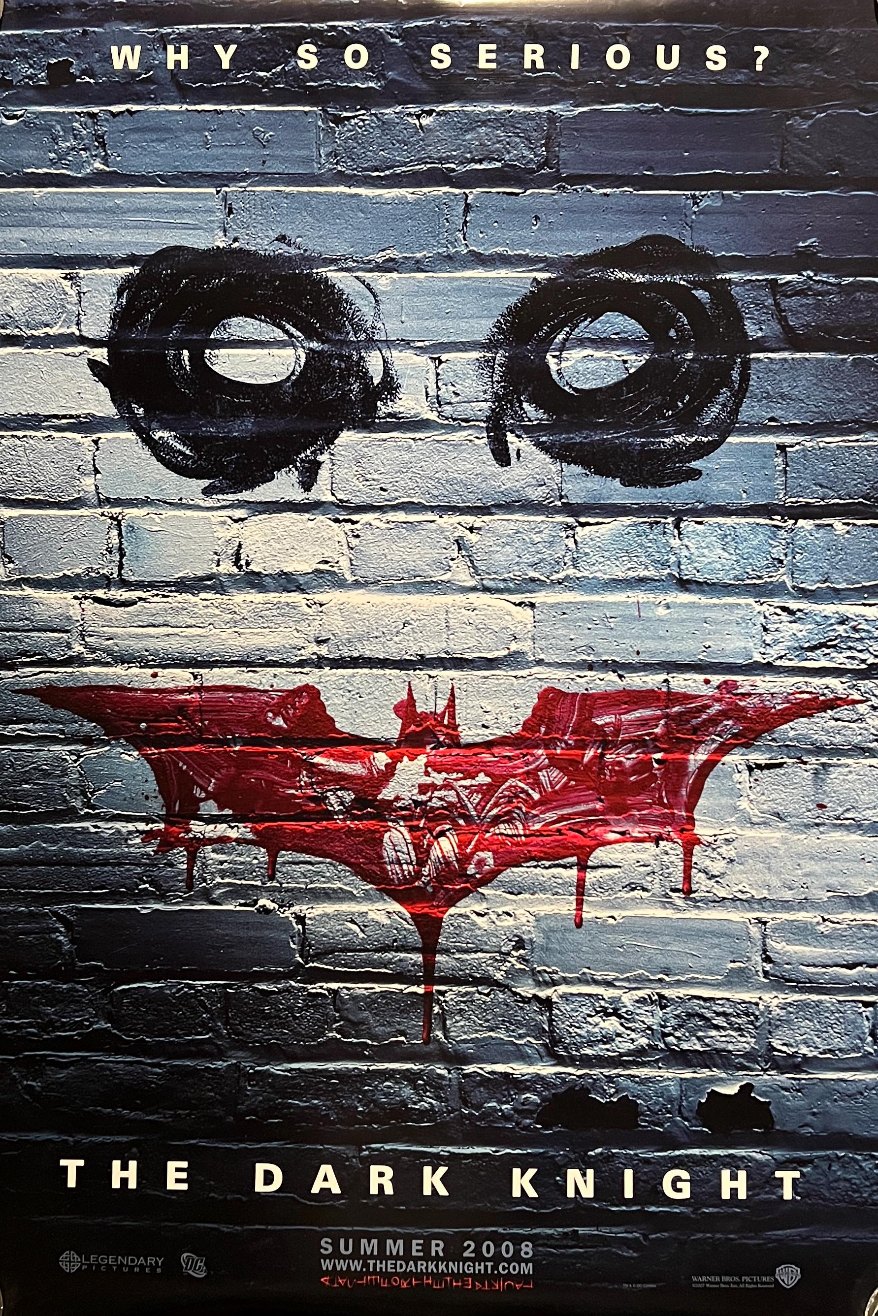 Rare Batman The Dark Knight Why So Serious 2008 original teaser  double-sided movie poster