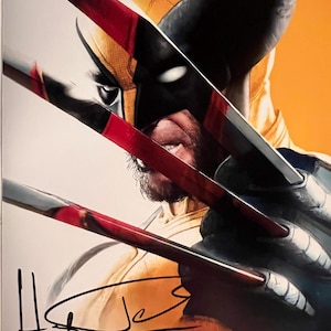 Fotografía original autografiada de Hugh Jackman de Wolverine - enmarcada