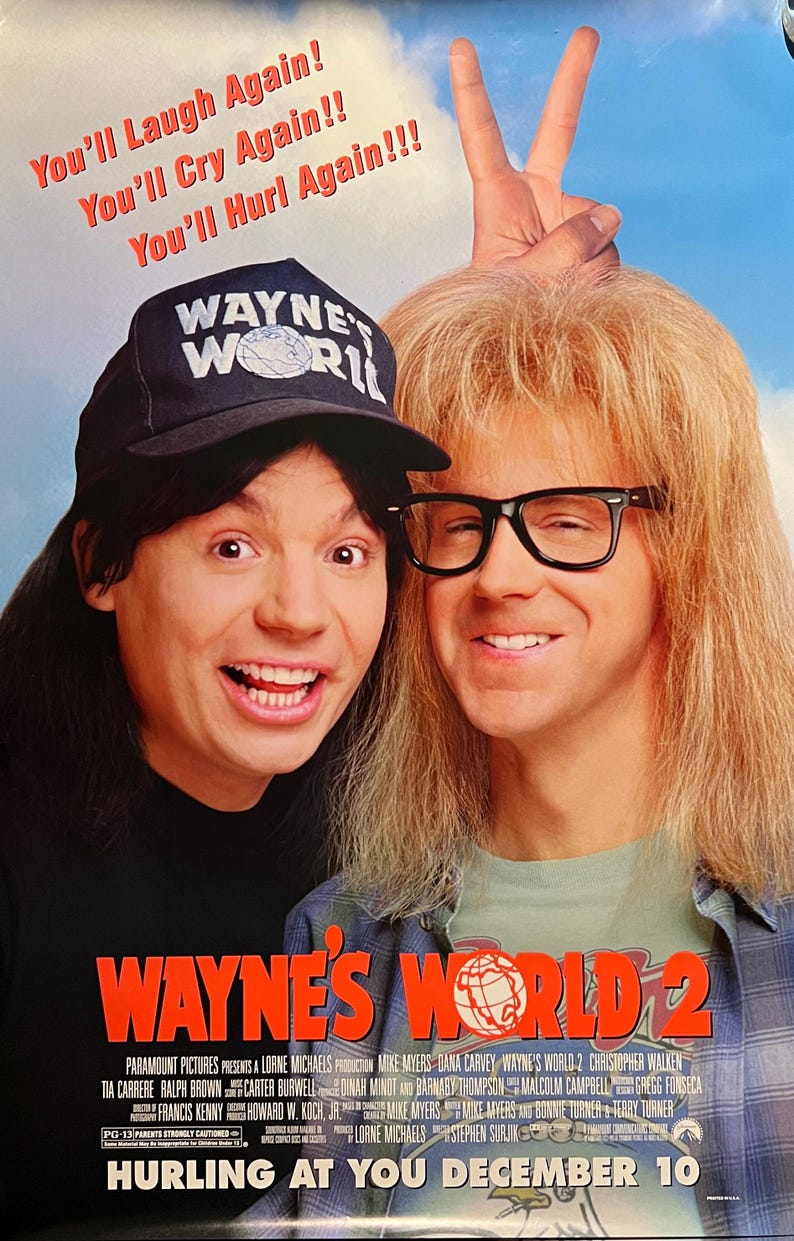Wayne's World 2 1993 Original Movie Poster - Etsy