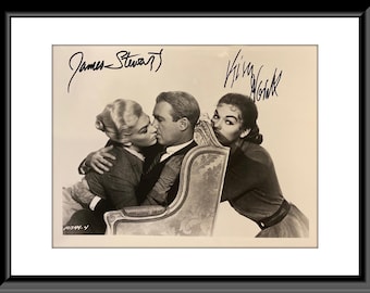 Vertigo Jimmy Stewart and Kim Novak original autographed photo - framed