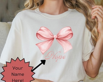 Coquette Bow Shirt, Custom Name Shirt, Personalized Bow Shirt, Comfort Colors Shirt, Women's Shirt, Custom Name Coquette Bow Shirt, T-Shirt