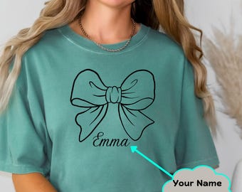 Custom Name Coquette Bow Shirt, Custom Shirt, Coquette Bow Shirt, Comfort Colors Shirt, Women's Shirt, Personalized Christmas Gift, Shirt