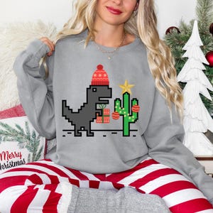 Dinosaur Game Sweatshirt, Christmas Dinosaur Sweatshirt, Dino Tee, Christmas Shirt, Unisex Sweatshirt, Comfort Colors Sweatshirt, Sweatshirt