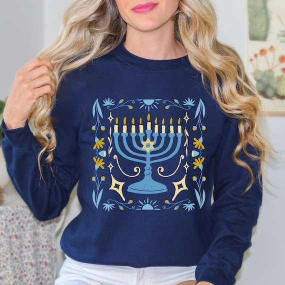 Hanukkah Menorah Sweater, Jewish Holiday Sweatshirt, Menorah