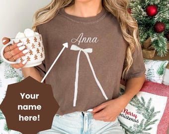 Custom Coquette Bow Shirt, Comfort Colors T-Shirt, Shirt for women, Personalized Tee, Coquette Bow Shirt, Personalized Christmas Gift, Shirt