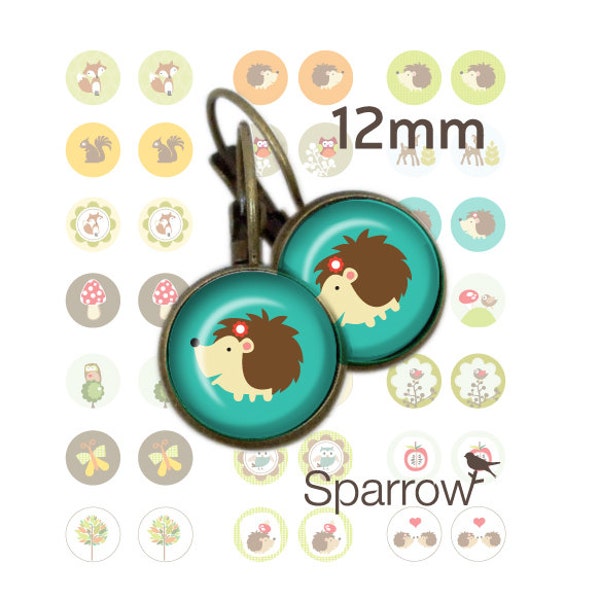 Woodland Creatures - 12mm x 12mm Round Earring and Pendant Images - Buy 2 Get 1 Free - Instant Download - Digital Sheet - Automatic Download