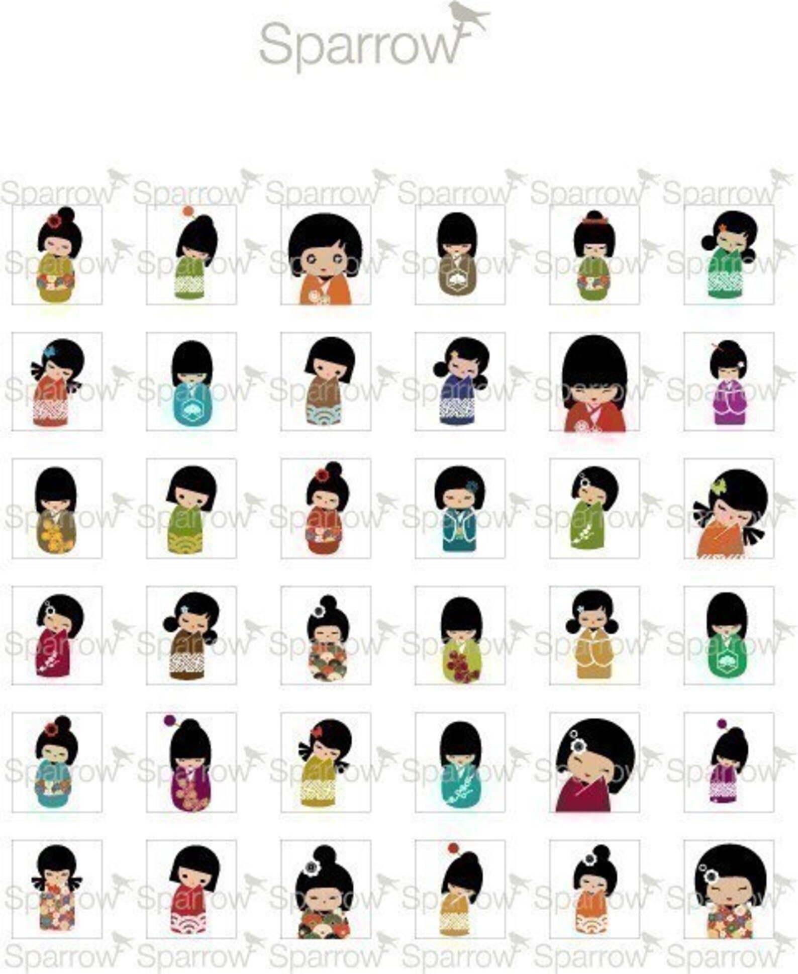 Kokeshi Dolls Amazingly Cute 1x1 One Inch or 25mm Etsy