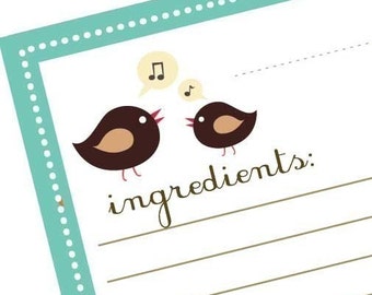 Printable Recipe Cards - Birds and Birdies Recipe Cards - Printables - 4 HANDMADE DESIGNS