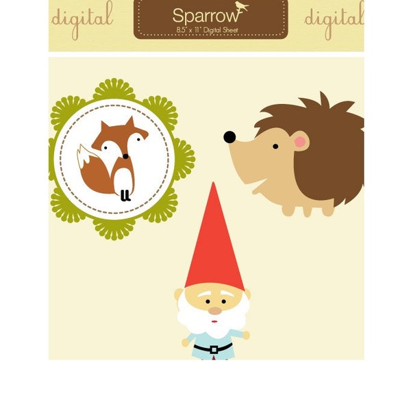 Woodland Creatures Designs-Cute Owls,Gnomes,Deer,Hedgehogs and Foxes- Clip Art PNG-Perfect For Invitations,Cards,Notices and Srapbooking