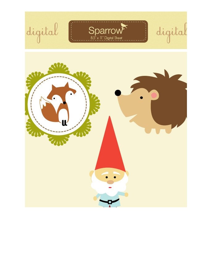 Woodland Creatures Designs-Cute Owls,Gnomes,Deer,Hedgehogs and Foxes- Clip Art PNG-Perfect For Invit