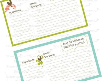 Victorian Birds Recipe Cards - Four Handmande Designs - Printables