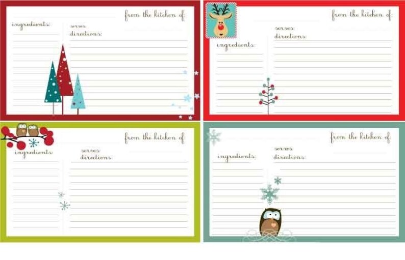 Christmas recipe card printable Adorable Christmas Recipe Cards Printables FOUR HANDMADE | Etsy
