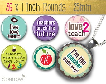 Teacher's Pets One (1x1) Inch or 25 mm Round Pendant Images - Digital Sheet - Buy 2 Get 1 Free - Instant Download - Bottle Cap Images