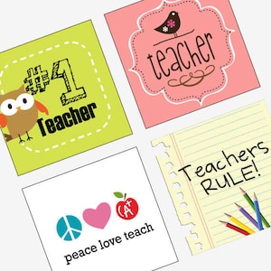 Mascotas del profesor - Imágenes colgantes cuadradas de una pulgada (1x1) o 25 mm - Hoja digital - Compre 2 y obtenga 1 gratis - Descarga instantánea -Imágenes cuadradas imprimibles