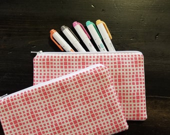 Zipper pouch - clutch - pen  pouch - ready to ship