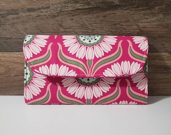 Pink Floral Wallet - Accordion style wallet - pink wallet