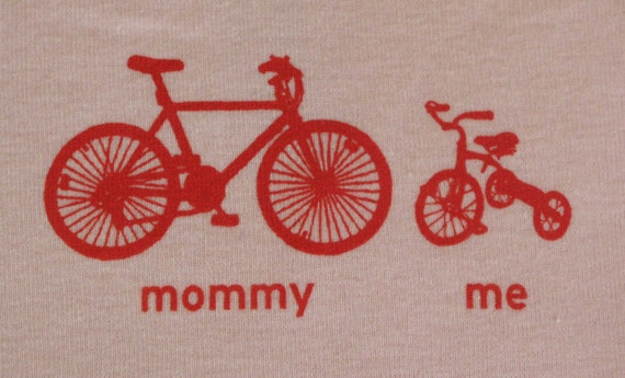 Items similar to Mommy and Me Bicycle Onesie, Pink with Red, Size 3-6