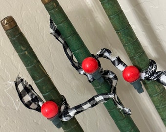 AntiqueWooden Spools Decked Out for Christmas