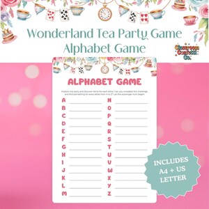 Tea Party Alphabet Game, Perfect for Kids Party and Fun Kids Activities, Printable Kids Tea Party Games, Left or Right, Classroom Bingo