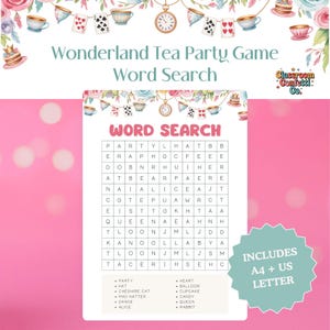 Tea Party Word Search, Perfect for Kids Party and Fun Kids Activities, Printable Kids Tea Party Games, Left or Right, Classroom Game