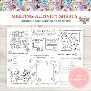 JW Kids Activities Printable | Meeting Activity Mats | Fun Worksheets for Jehovah&#39;s Witness Kids | Digital Download for Family Worship