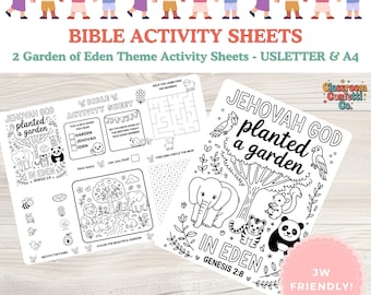 Attività JW Kids stampabili / Tappetini per attività di adunanza / Schede di lavoro divertenti Testimoni di Geova / Download digitale Adorazione in famiglia / Giardino dell'Eden