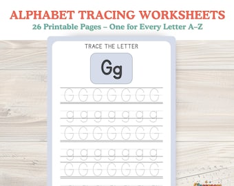 Alphabet & Letter Tracing Worksheets, Printable Kids Handwriting Practice, Preschool Homeschool Activities, Educational Tools, ABC Worksheet